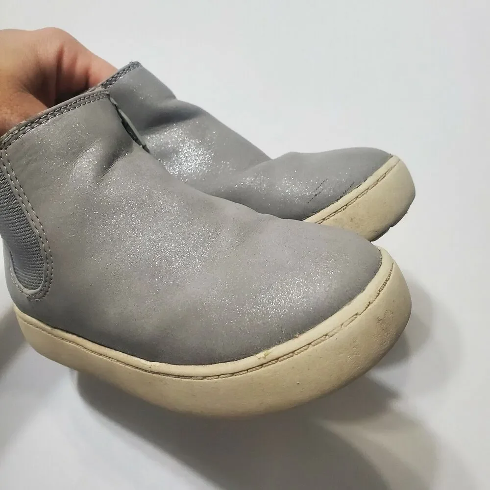Cat Jack Shoes Girl‎ Size 10 Boot Grey Sparkly Small Platform Side Zip Round Toe